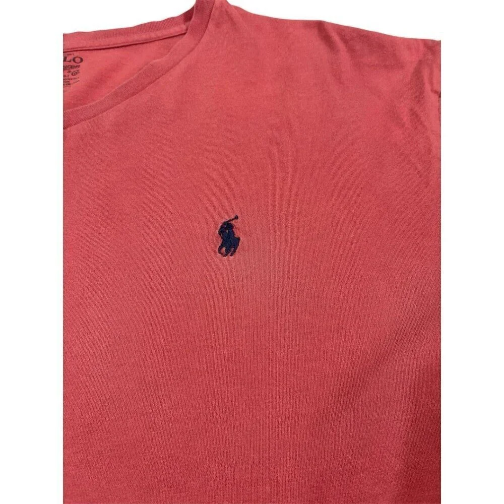 Polo Ralph Lauren Mens Size Large Classic Fit V Neck T Shirt Spring Red